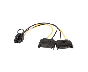 Kingwin PCI-04 8inch Dual 15P SATA Power to 6P (F) PCI Express Power Cable