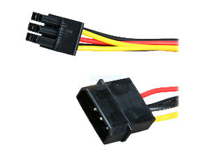 Okgear FC46-8 8inch 4Pin Molex (M) to 6Pin PCI-E (F) Adapter Cable