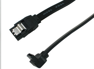 24inch SATA3.0 6Gbs cable,straight to left, Black w/ metal latch