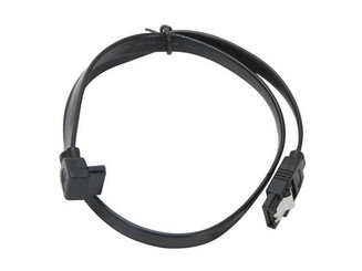 18inch SATA3.0 6Gbs cable,straight to left, Black w/ metal latch