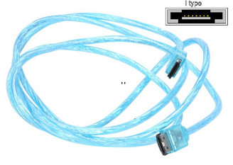 6FT Premium External eSATA SATA II Round Cable (I to I), UV Blue