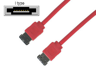 6ft Round eSATA cable (I) to (I), 6 Gb/s, Red