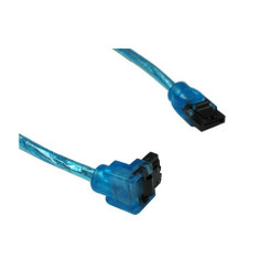 18inch SATA3.0 6Gb/s Round Cable,180 to 90 deg, w/ metal latch,UV blue