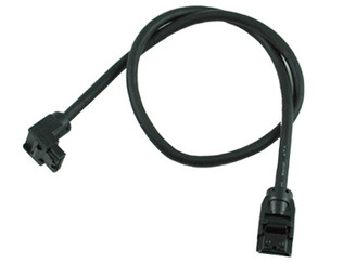 6inch SATA3.0 6Gb/s Round Cable,90 to 180 deg, w/ metal latch,Black