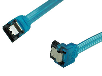 24inch SATA3.0 6Gbs cable ,straight to right, UV blue, metal latch