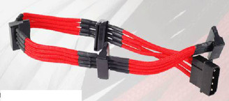 Silverstone SST-PP07-BTSR (Red) 1 x 4pin to 4 x SATA Power Connector Cable