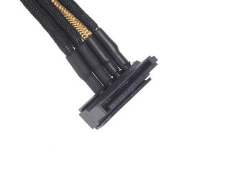 Silverstone SST-PP07-BTSBG (1 x 4pin Molex to 4 x SATA connectors, Black/Gold) Power Cable