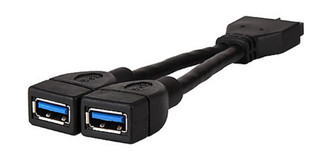 Silverstone SST-CP09 Internal USB3.0 (19Pin) to Dual External USB3.0 (Type A) Adapter Cable