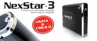 Vantec NexStar-3 NST-260SU-BK 2.5IN eSATA&USB2.0 HDD Enclosure (Black)