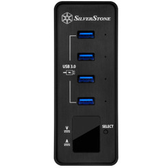 Silverstone SST-EP03B Voltage/Current Display Fast Charging 4 Port USB3.0 Hub