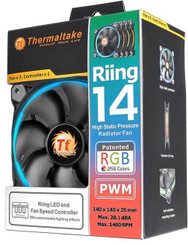 Thermaltake CL-F043-PL14SW-B Riing 14 RGB  140mm RGB LED Fan (3 Fan Pack)