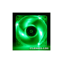EverCool CLB8035-LD3 80X80X35mm 3 Green LED Crystal Fan