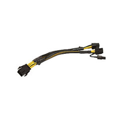 CB-6M-68F2 PCI Express 6 Pin (M) to 6+2 Pin (F) Y Split Cable, Black Sleeved