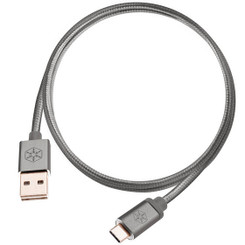 Silverstone SST-CPU04C-1000 (Charcoal, 3.3ft) Reversible USB-A to USB TYPE-C Nylon/Aluminum Cable