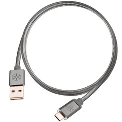 Silverstone SST-CPU04C-1800 (Charcoal, 6ft) Reversible USB-A to USB TYPE-C Nylon/Aluminum Cable