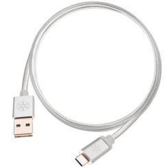 Silverstone SST-CPU04S-1000 (Silver, 3.3ft) Reversible USB-A to USB TYPE-C Nylon/Aluminum Cable