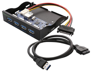 SYBA SY-HUB20211 4 Port USB 3.0 Hub Panel 3.5inch  Floppy Bay