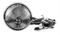 This black tail light with red lens (clear shown) assembly fits 1960-66 stepside Chevrolet and GMC trucks.

