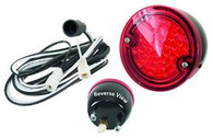 This red with black housing tail light assembly fits 1960-66 stepside Chevrolet and GMC Pickup trucks.
