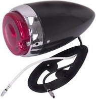 This original look, bullet style black paintable stepside tail light assembly fits 1947-54 Chevrolet and GMC trucks.
