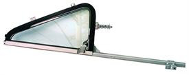 This drivers side vent window assembly, clear glass with black frame and chrome division post fits 1964-66 Chevrolet and GMC trucks.