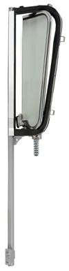 This drivers side vent window assembly with clear glass and black frame fits 1960-63 Chevrolet and GMC trucks.