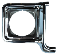 This chrome and dark argent headlight door, passenger's side fits 1973-1978 Chevrolet and GMC pickup trucks, Chevrolet Blazers, Suburbans, and GMC Jimmy's.
