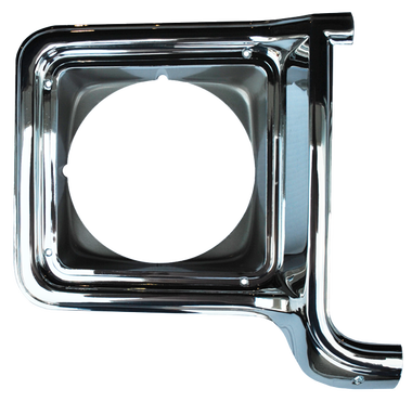 This chrome and dark argent headlight door, passenger's side fits 1973-1978 Chevrolet and GMC pickup trucks, Chevrolet Blazers, Suburbans, and GMC Jimmy's.