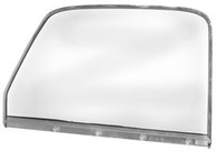 This passengers side clear door glass with frame and chrome trim fits 1947-50 Chevrolet and GMC trucks.