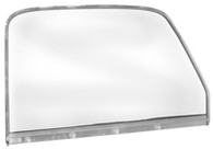 This drivers side clear door glass with frame and chrome trim fits 1947-50 Chevrolet and GMC trucks.