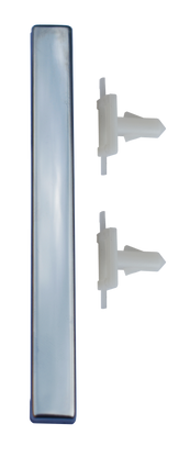 This stainless steel lower inner grille molding with clips for grilles with dual headlights, LH=RH, fits 1985-1987 Chevrolet Pickups, Blazers and Suburbans.