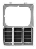 This passengers side black/argent headlight bezel fits 1981-82 Chevrolet and GMC Pickup Trucks with single headlights.