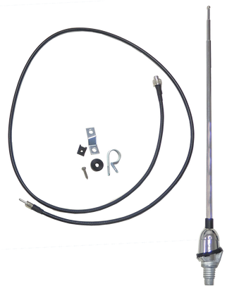 This telescoping antenna, with cable and hardware, fits 1964-1966 Chevrolet  and GMC Pickups, Suburbans and Panel trucks.