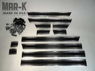 1969-72 C-10 LWB Complete lower body mouldings w/ clips (black accent) w/o passenger side toolbox