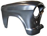 This front fender, passenger's side fits 1957 Chevrolet pickup truck

