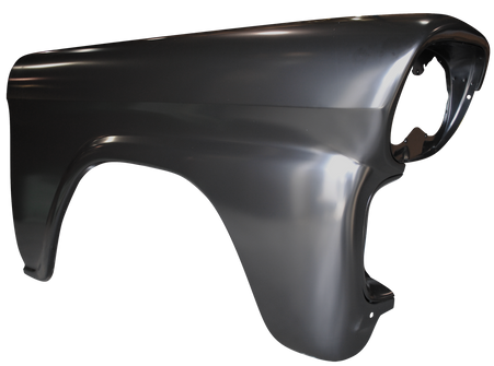 This front fender, passenger's side fits 1958-1959 Chevrolet pickup truck
