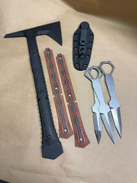 CUSTOM ORANGE RAGNAROK/3 MATCHING NEEDLES KYDEX SCABBARDS/2DB2