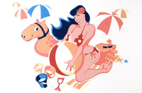 BEACH BALL BETTY LITHO PRINT