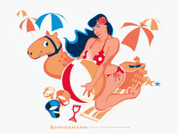 BEACH BALL BETTY PINUP GIRL