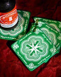 SHAMROCK  BEER COASTER/ BOTTLE OPENER