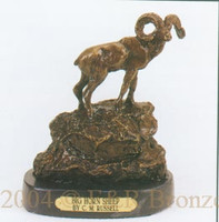 049 Big Horn Sheep Bronze Sculpture by Charles Russell