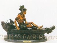 054 Boy on the Boat Bronze Sculpture by Charles Russell