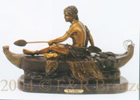  053 Girl on the Boat Bronze Sculpture by Charles Russell