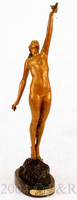 288 Girl With Dove Bronze Sculpture by Pierre LeFaguays