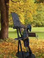  887 Little Picasso Child Painting- Bronze Statue