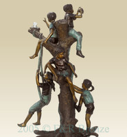 794 Three Boys and Two Girls On Tree- Bronze Sculpture