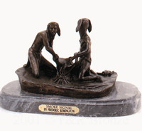 037 Smoke Signal  Bronze Sculpture inspired by Frederic Remington