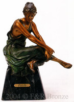 332 French Girl Bronze Sculpture by Rancoulet