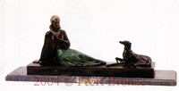 324 Seated Woman with Dog Bronze Sculpture by Chiparus