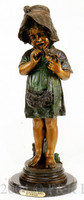 334 Girl Holding Bird Bronze Sculpture by Fuenze